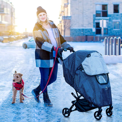 Stroller Rain Cover, Universal Single Stroller Weather Shield, Waterproof Windproof Breathable & Sun Protection, All-Weather Rain Snow Cold Protection, Baby Travel Essential with Storage Pocket