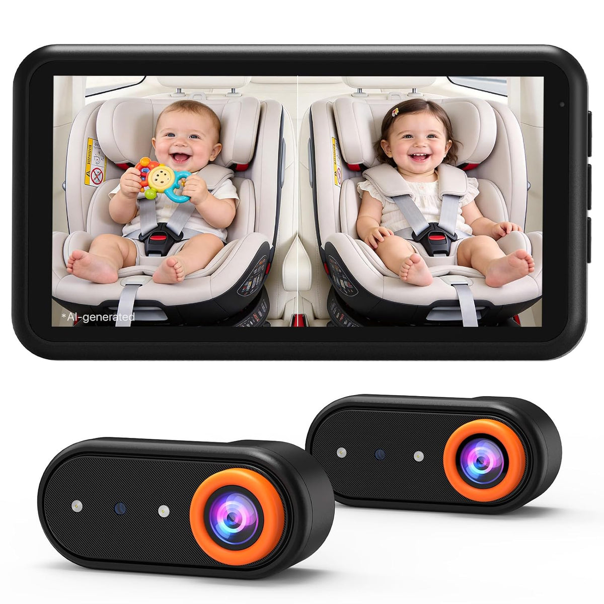 BM2 PRO Dual Baby Car Camera, 5.2" 1080P Baby Monitor