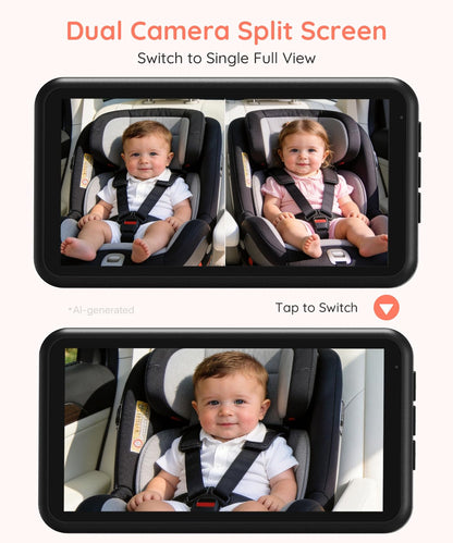 BM2 PRO Dual Baby Car Camera, 5.2" 1080P Baby Monitor