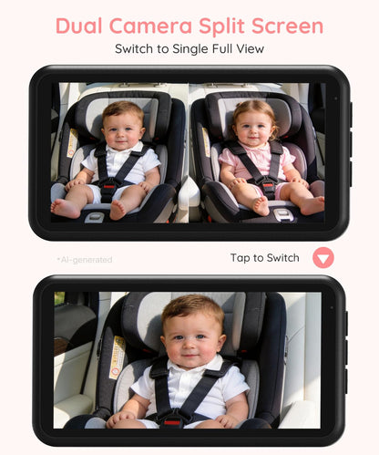 BM2 PRO Dual Baby Car Camera, 5.2" 1080P Baby Monitor