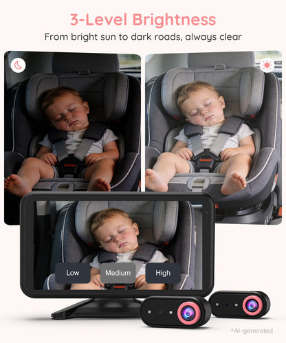 BM2 PRO Dual Baby Car Camera, 5.2" 1080P Baby Monitor