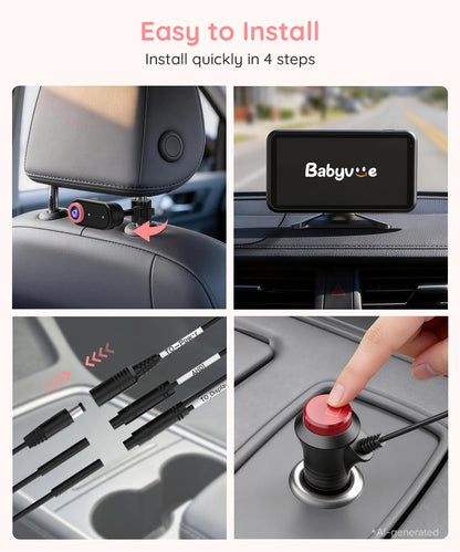 BM2 PRO Dual Baby Car Camera, 5.2" 1080P Baby Monitor