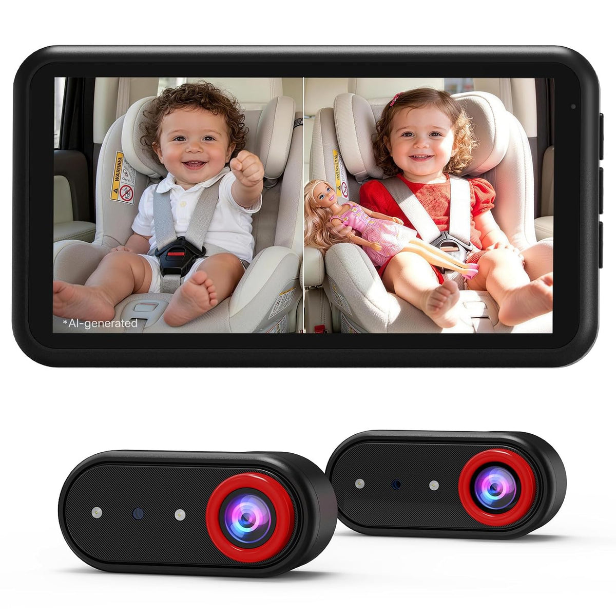 BM2 PRO Dual Baby Car Camera, 5.2" 1080P Baby Monitor