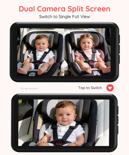 BM2 PRO Dual Baby Car Camera, 5.2" 1080P Baby Monitor