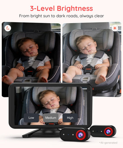 BM2 PRO Dual Baby Car Camera, 5.2" 1080P Baby Monitor