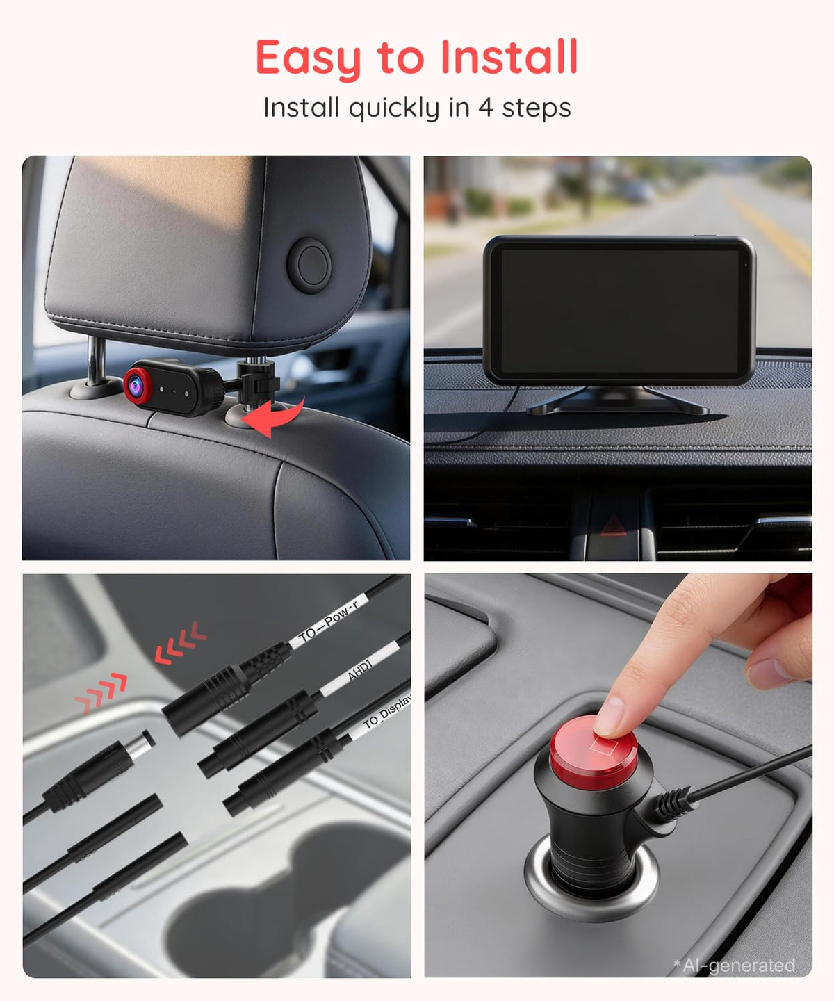 BM2 PRO Dual Baby Car Camera, 5.2" 1080P Baby Monitor
