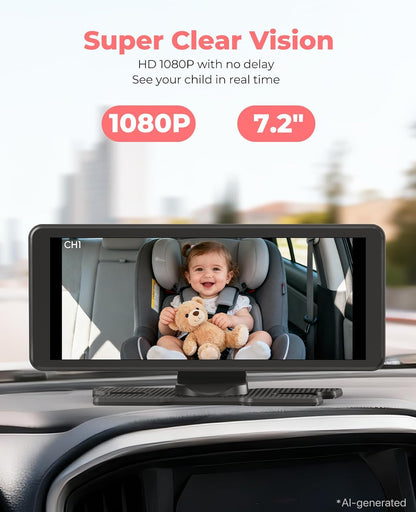 BM2 PRO Dual Baby Car Camera, 5.2" 1080P Baby Monitor