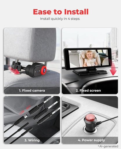 BM2 PRO Dual Baby Car Camera, 5.2" 1080P Baby Monitor
