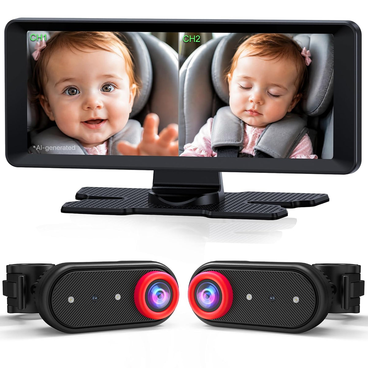 BM2 PRO Dual Baby Car Camera, 5.2" 1080P Baby Monitor