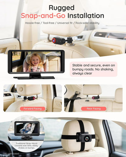 BM2 PRO Dual Baby Car Camera, 5.2" 1080P Baby Monitor