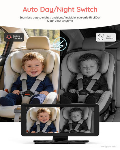 BM2 PRO Dual Baby Car Camera, 5.2" 1080P Baby Monitor