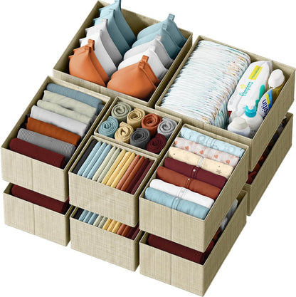 Drawer Organizer Clothes Set of 12 White-Grey - Dresser Organizer For Nursery, Bedroom, Closet - Perfect Baby Clothes Organizer and Storage & General Nursery Organization or Dresser Drawer Organizers
