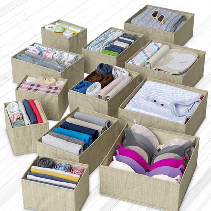 Drawer Organizer Clothes Set of 12 White-Grey - Dresser Organizer For Nursery, Bedroom, Closet - Perfect Baby Clothes Organizer and Storage & General Nursery Organization or Dresser Drawer Organizers