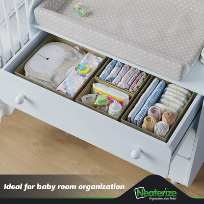 Drawer Organizer Clothes Set of 12 White-Grey - Dresser Organizer For Nursery, Bedroom, Closet - Perfect Baby Clothes Organizer and Storage & General Nursery Organization or Dresser Drawer Organizers