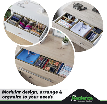 Drawer Organizer Clothes Set of 12 White-Grey - Dresser Organizer For Nursery, Bedroom, Closet - Perfect Baby Clothes Organizer and Storage & General Nursery Organization or Dresser Drawer Organizers