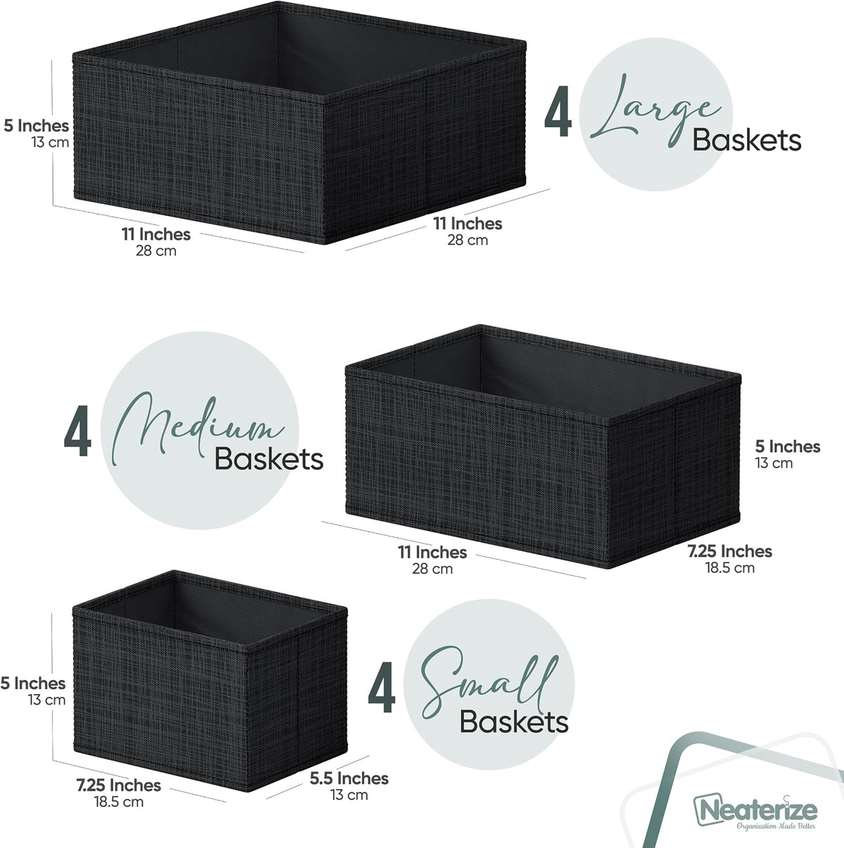 Drawer Organizer Clothes Set of 12 White-Grey - Dresser Organizer For Nursery, Bedroom, Closet - Perfect Baby Clothes Organizer and Storage & General Nursery Organization or Dresser Drawer Organizers