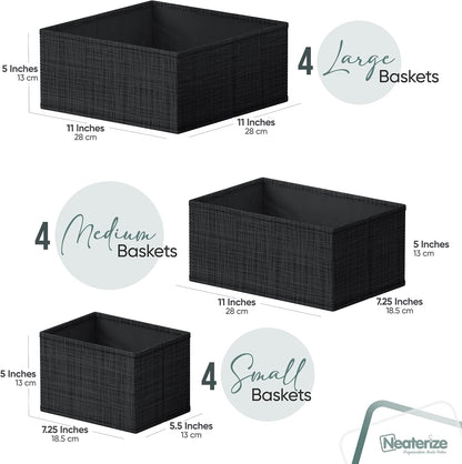 Drawer Organizer Clothes Set of 12 White-Grey - Dresser Organizer For Nursery, Bedroom, Closet - Perfect Baby Clothes Organizer and Storage & General Nursery Organization or Dresser Drawer Organizers
