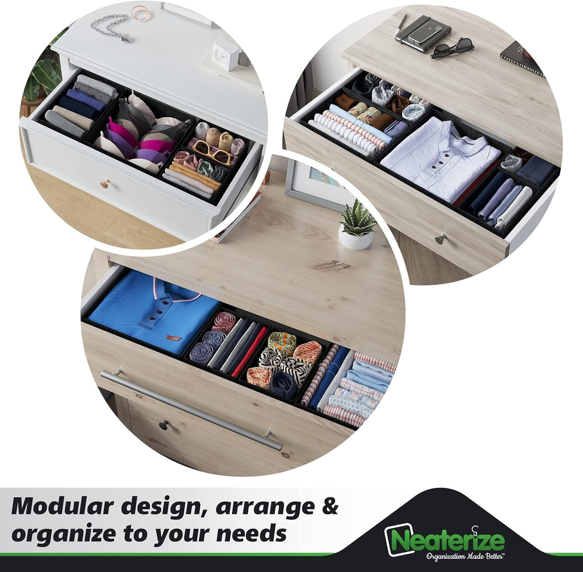 Drawer Organizer Clothes Set of 12 White-Grey - Dresser Organizer For Nursery, Bedroom, Closet - Perfect Baby Clothes Organizer and Storage & General Nursery Organization or Dresser Drawer Organizers