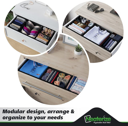Drawer Organizer Clothes Set of 12 White-Grey - Dresser Organizer For Nursery, Bedroom, Closet - Perfect Baby Clothes Organizer and Storage & General Nursery Organization or Dresser Drawer Organizers