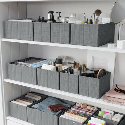 Drawer Organizer Clothes Set of 12 White-Grey - Dresser Organizer For Nursery, Bedroom, Closet - Perfect Baby Clothes Organizer and Storage & General Nursery Organization or Dresser Drawer Organizers