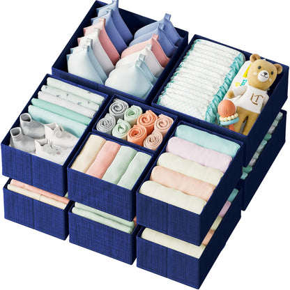 Drawer Organizer Clothes Set of 12 White-Grey - Dresser Organizer For Nursery, Bedroom, Closet - Perfect Baby Clothes Organizer and Storage & General Nursery Organization or Dresser Drawer Organizers