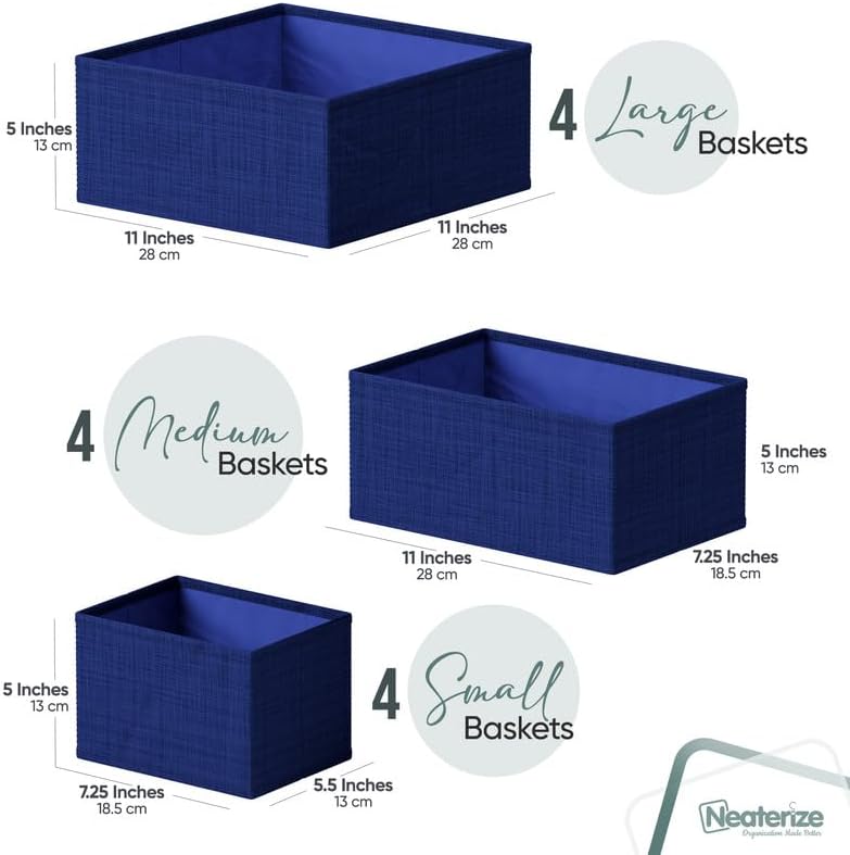 Drawer Organizer Clothes Set of 12 White-Grey - Dresser Organizer For Nursery, Bedroom, Closet - Perfect Baby Clothes Organizer and Storage & General Nursery Organization or Dresser Drawer Organizers