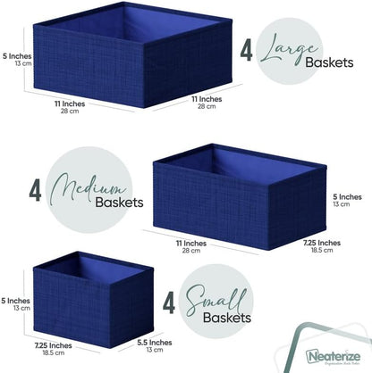 Drawer Organizer Clothes Set of 12 White-Grey - Dresser Organizer For Nursery, Bedroom, Closet - Perfect Baby Clothes Organizer and Storage & General Nursery Organization or Dresser Drawer Organizers