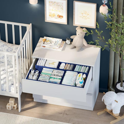 Drawer Organizer Clothes Set of 12 White-Grey - Dresser Organizer For Nursery, Bedroom, Closet - Perfect Baby Clothes Organizer and Storage & General Nursery Organization or Dresser Drawer Organizers