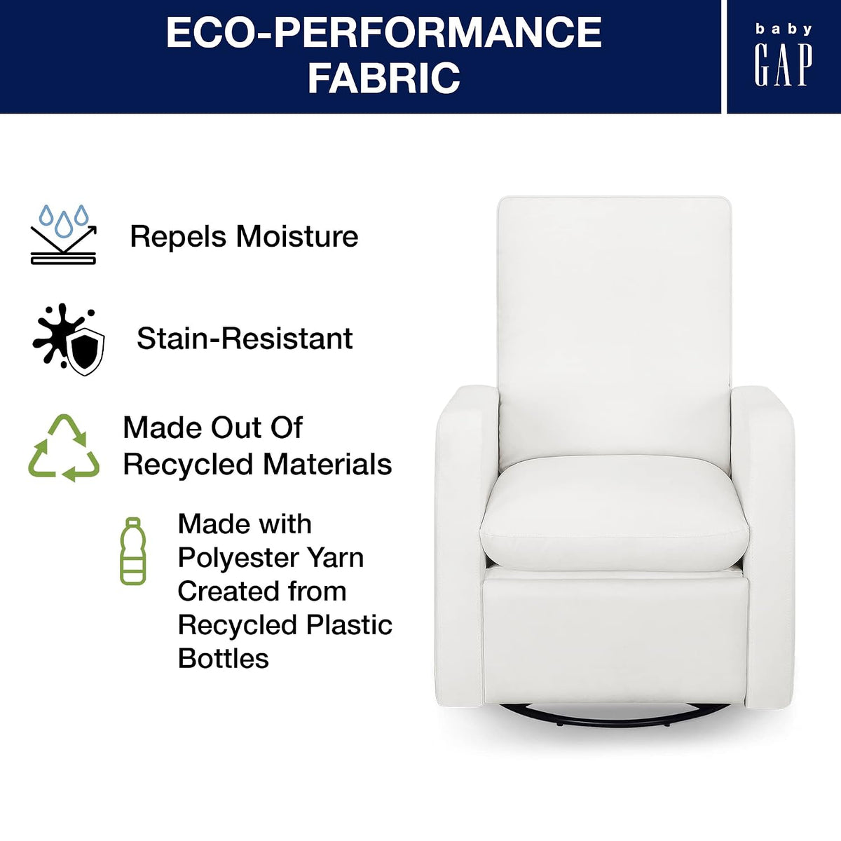 GAP babyGap Cloud Recliner with LiveSmart Evolve - Sustainable Performance Fabric, Grey