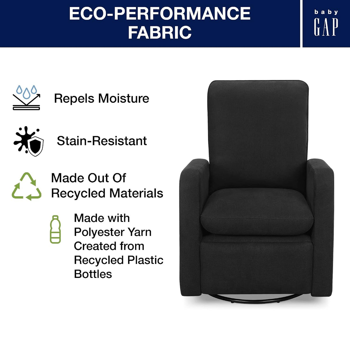 GAP babyGap Cloud Recliner with LiveSmart Evolve - Sustainable Performance Fabric, Grey