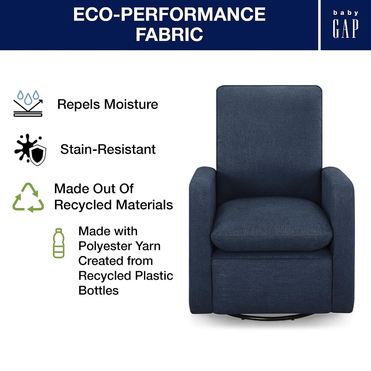 GAP babyGap Cloud Recliner with LiveSmart Evolve - Sustainable Performance Fabric, Grey