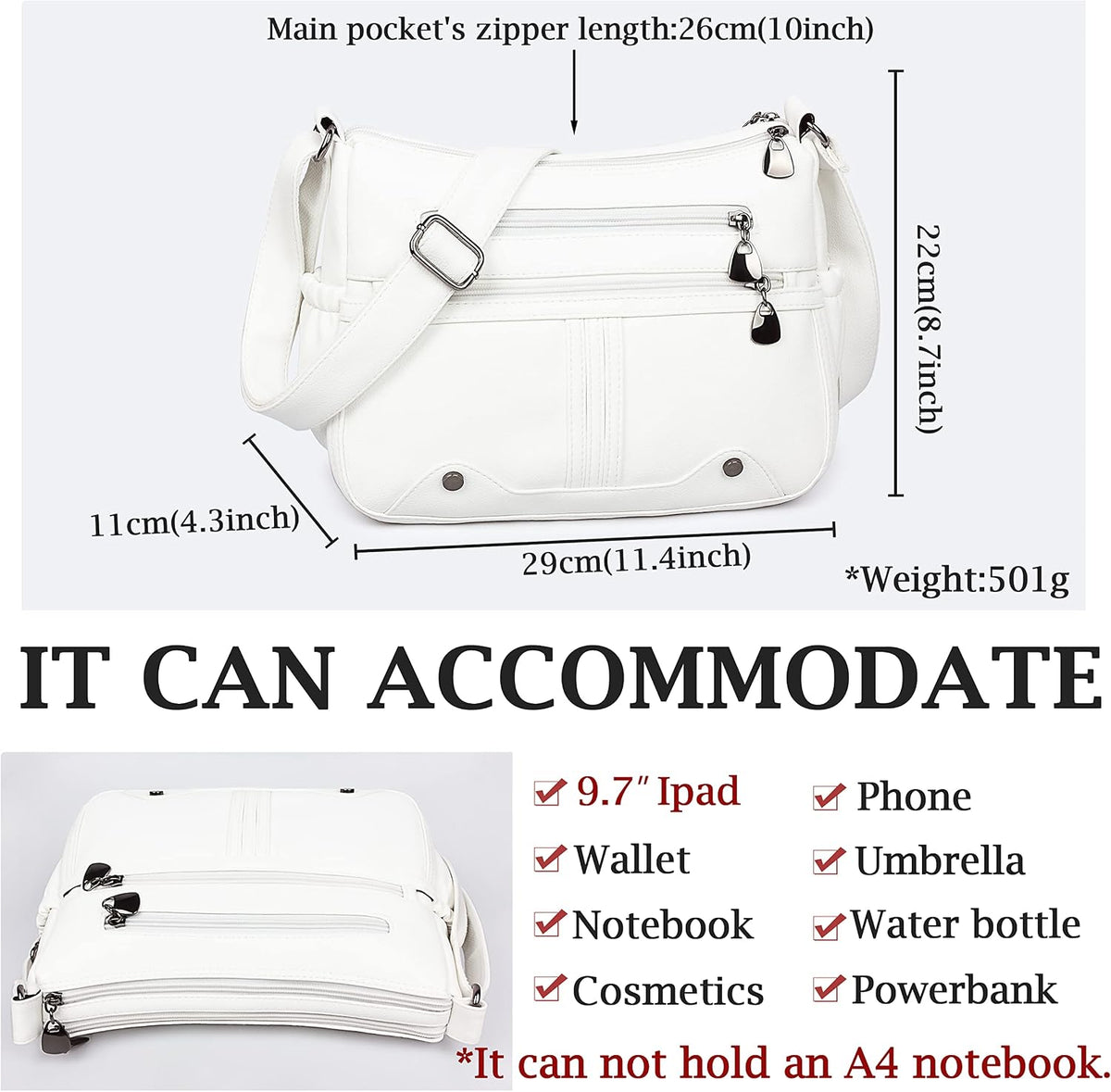 Women Soft PU Leather Shoulder Handbag Multi Pocket Crossbody Bag Ladies Medium Roomy Purses Fashion Tote Top Handle Satchel