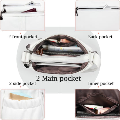 Women Soft PU Leather Shoulder Handbag Multi Pocket Crossbody Bag Ladies Medium Roomy Purses Fashion Tote Top Handle Satchel