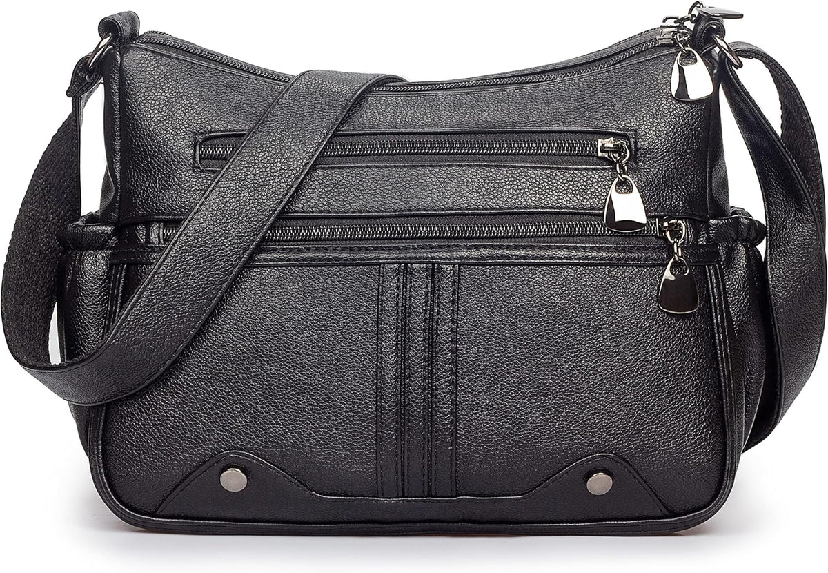 Women Soft PU Leather Shoulder Handbag Multi Pocket Crossbody Bag Ladies Medium Roomy Purses Fashion Tote Top Handle Satchel