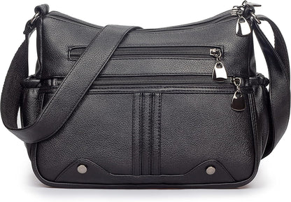 Women Soft PU Leather Shoulder Handbag Multi Pocket Crossbody Bag Ladies Medium Roomy Purses Fashion Tote Top Handle Satchel