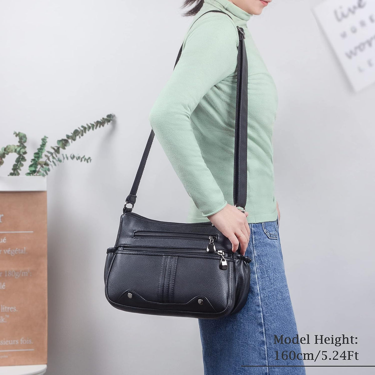 Women Soft PU Leather Shoulder Handbag Multi Pocket Crossbody Bag Ladies Medium Roomy Purses Fashion Tote Top Handle Satchel
