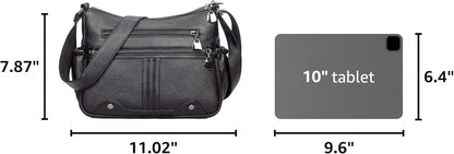 Women Soft PU Leather Shoulder Handbag Multi Pocket Crossbody Bag Ladies Medium Roomy Purses Fashion Tote Top Handle Satchel