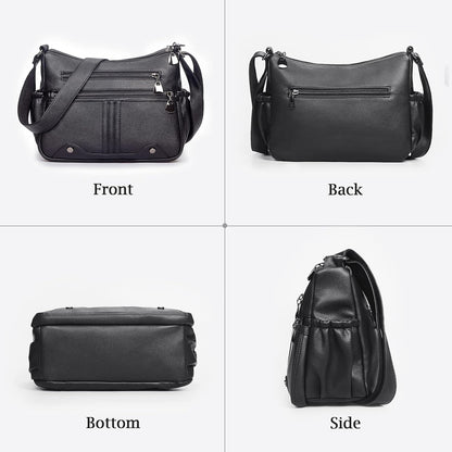 Women Soft PU Leather Shoulder Handbag Multi Pocket Crossbody Bag Ladies Medium Roomy Purses Fashion Tote Top Handle Satchel