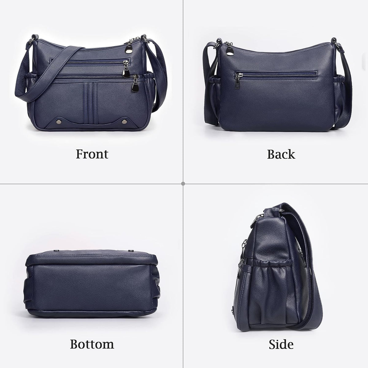 Women Soft PU Leather Shoulder Handbag Multi Pocket Crossbody Bag Ladies Medium Roomy Purses Fashion Tote Top Handle Satchel