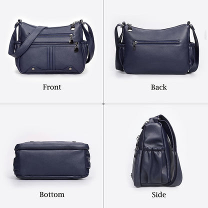 Women Soft PU Leather Shoulder Handbag Multi Pocket Crossbody Bag Ladies Medium Roomy Purses Fashion Tote Top Handle Satchel