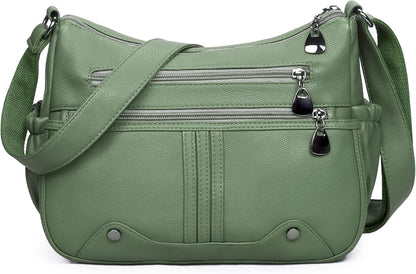 Women Soft PU Leather Shoulder Handbag Multi Pocket Crossbody Bag Ladies Medium Roomy Purses Fashion Tote Top Handle Satchel
