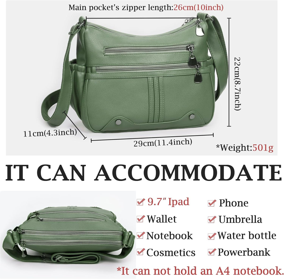 Women Soft PU Leather Shoulder Handbag Multi Pocket Crossbody Bag Ladies Medium Roomy Purses Fashion Tote Top Handle Satchel