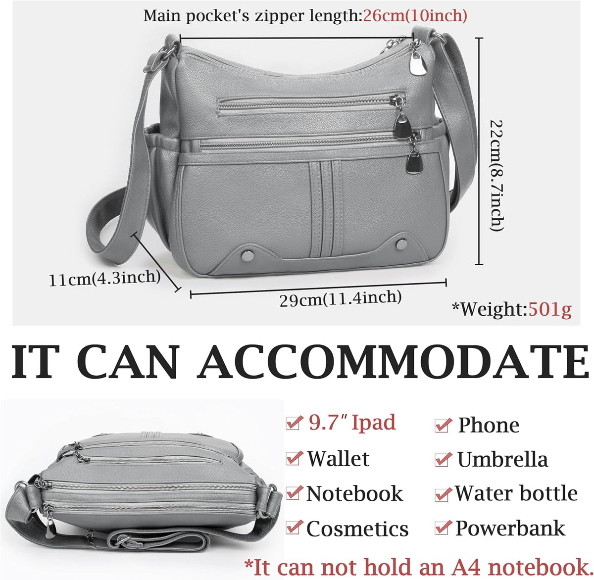 Women Soft PU Leather Shoulder Handbag Multi Pocket Crossbody Bag Ladies Medium Roomy Purses Fashion Tote Top Handle Satchel