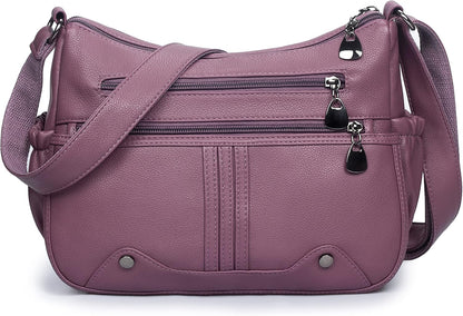Women Soft PU Leather Shoulder Handbag Multi Pocket Crossbody Bag Ladies Medium Roomy Purses Fashion Tote Top Handle Satchel