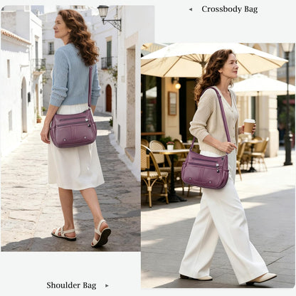 Women Soft PU Leather Shoulder Handbag Multi Pocket Crossbody Bag Ladies Medium Roomy Purses Fashion Tote Top Handle Satchel