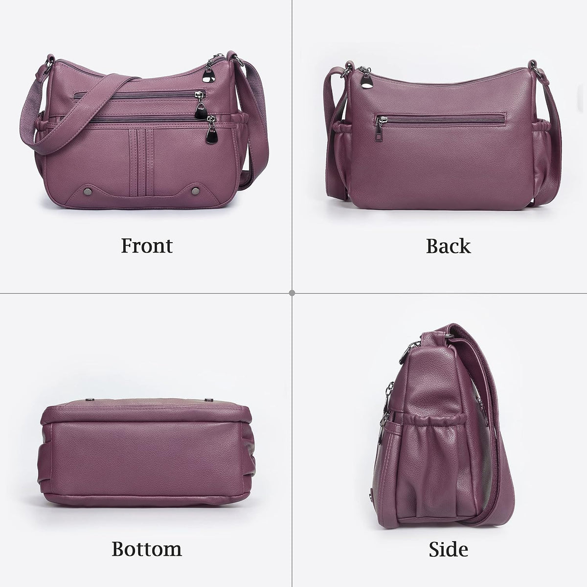 Women Soft PU Leather Shoulder Handbag Multi Pocket Crossbody Bag Ladies Medium Roomy Purses Fashion Tote Top Handle Satchel