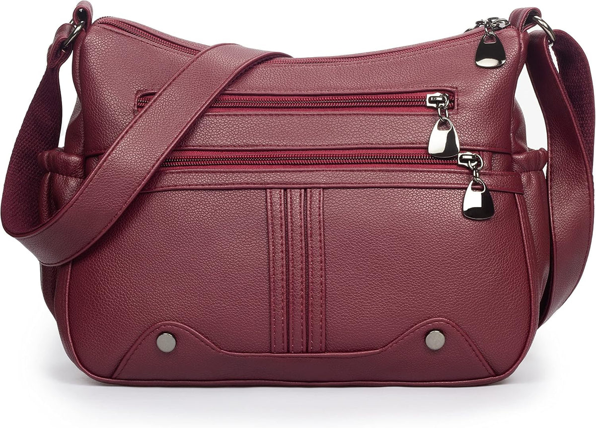 Women Soft PU Leather Shoulder Handbag Multi Pocket Crossbody Bag Ladies Medium Roomy Purses Fashion Tote Top Handle Satchel