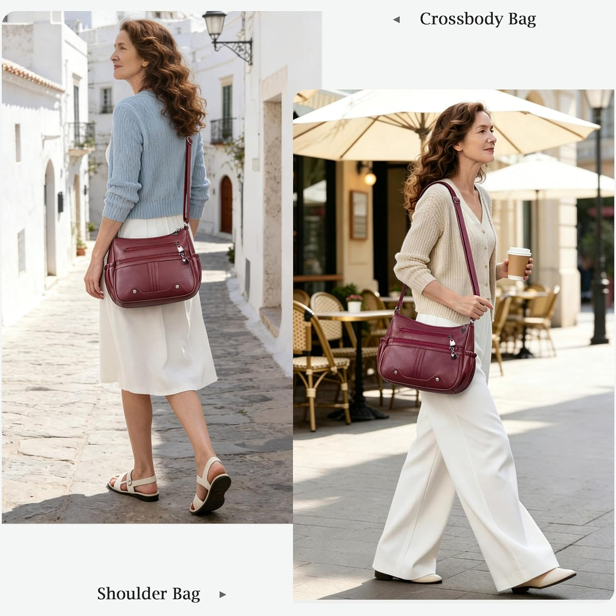 Women Soft PU Leather Shoulder Handbag Multi Pocket Crossbody Bag Ladies Medium Roomy Purses Fashion Tote Top Handle Satchel