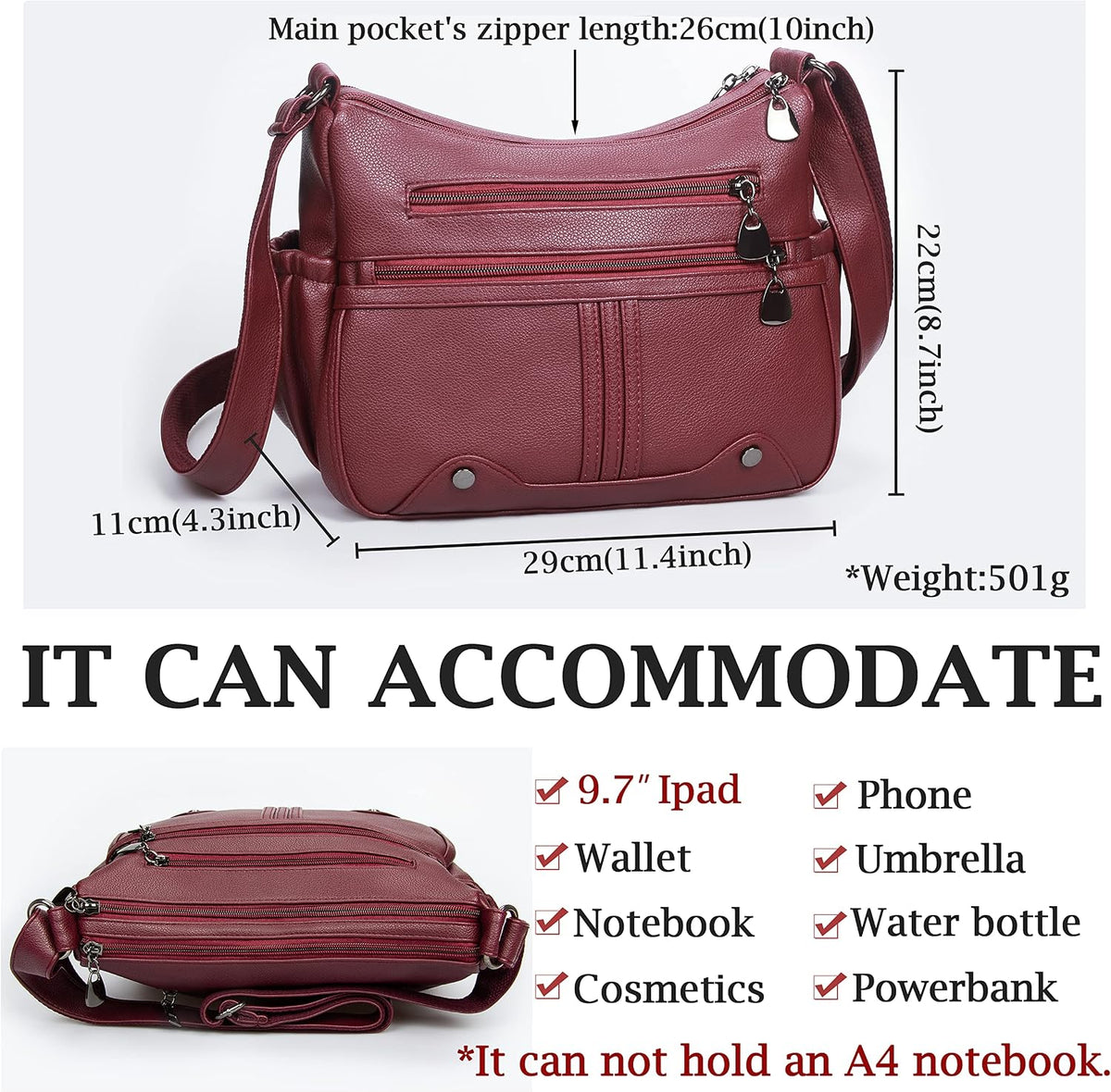 Women Soft PU Leather Shoulder Handbag Multi Pocket Crossbody Bag Ladies Medium Roomy Purses Fashion Tote Top Handle Satchel