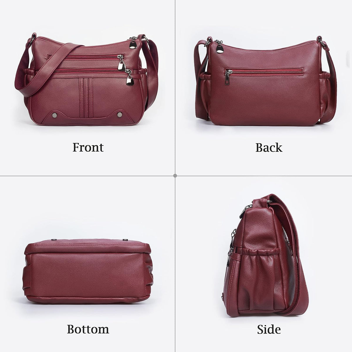 Women Soft PU Leather Shoulder Handbag Multi Pocket Crossbody Bag Ladies Medium Roomy Purses Fashion Tote Top Handle Satchel